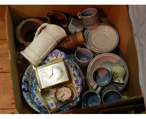 Quantity Hornsea "Tapestry" pattern pottery, Victorian pottery serving dishes, various ceramics and two electric mantel clock