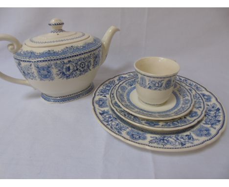 Wedgwood Yale blue and white part tea and dinner service