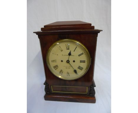 Victorian mahogany cased mantle clock by W J Carroll London approx 17" tall  with fusee movement