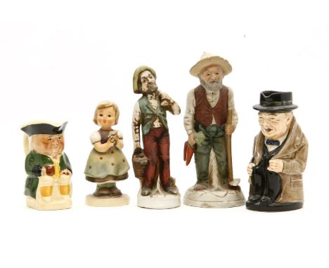A quantity of ceramic figures, to include Goebel and other continental makers, together with resin figures of birds