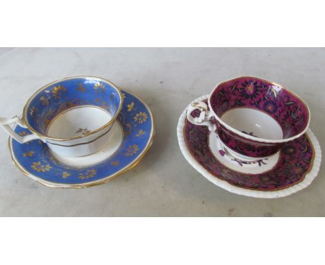 Four 19th Century decorative cups and saucers