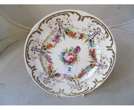A late 18th/early 19th Century Worcester hand painted floral plate with gilt detail Worcester underglaze mark in red