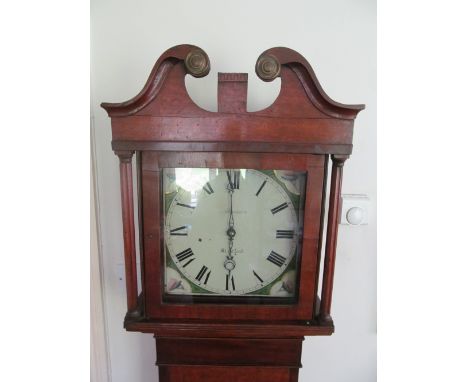 An oak Longcase clock painted dial Poole, Stratford, thirty hour movement (dial slightly a/f)