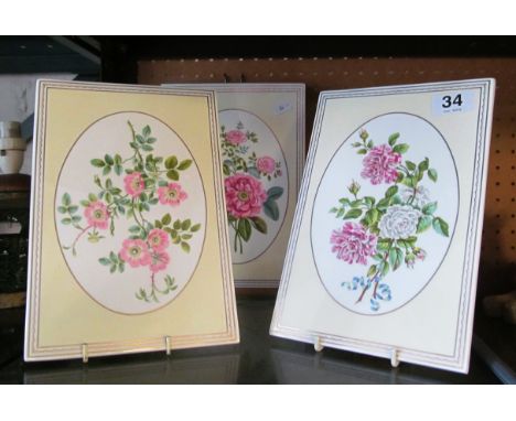 Three Royal Worcester plaques Rose Collection