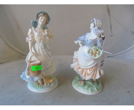 Two Royal Worcester figures Country Ways Series Milkmaid and Rosie Picking Apples
