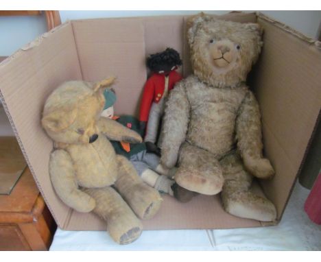 Two vintage bears, Boy Scout and Robertson Jam figures