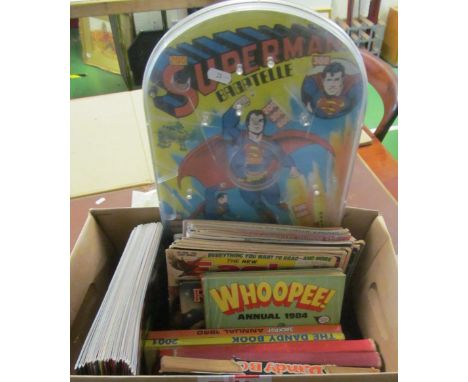 Various Annuals, comics et cetera and a Superman bagatelle game