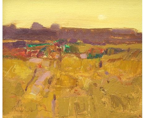 •GEORGE DEVLIN RSW, RGI (SCOTTISH 1937-2014) EVENING Oil on canvas board, signed, 17.5 x 20.5cm (7 x 8") Inscribed with title