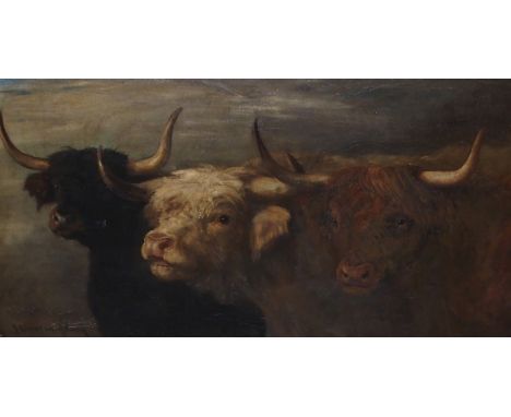 JOSEPH DENOVAN ADAM RSA, RSW (SCOTTISH 1842-1896) HIGHLAND CATTLE Oil on canvas, signed, 66 x 127cm (26 x 50") Condition Repo