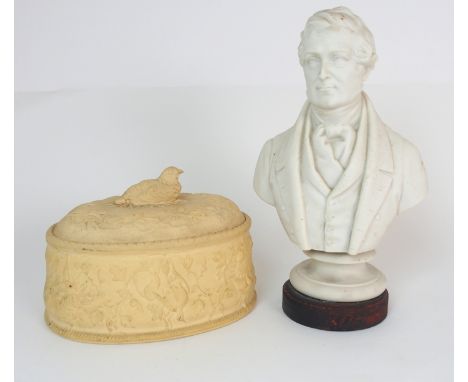 A COPELAND PARIAN BUST OF SIR ROBERT PEEL upon socle base, marked to the reverse James Westmacott Sculpt, impressed and incis