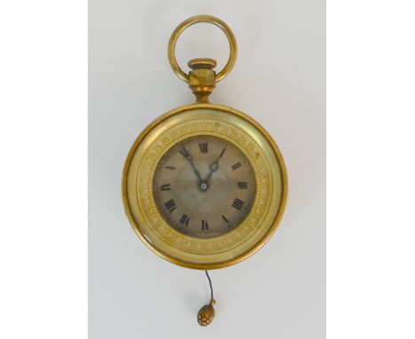A 19TH CENTURY GILDED BRASS SEDAN REPEATER CLOCK the silvered dial with engine turned centre and black Roman numerals, marked