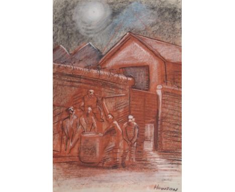 •PETER HOWSON OBE (BRITISH B. 1958) THE DRUM Pastel and charcoal, signed, 44.5 x 30cm (17 1/2 x 11 3/4") Compass Gallery labe