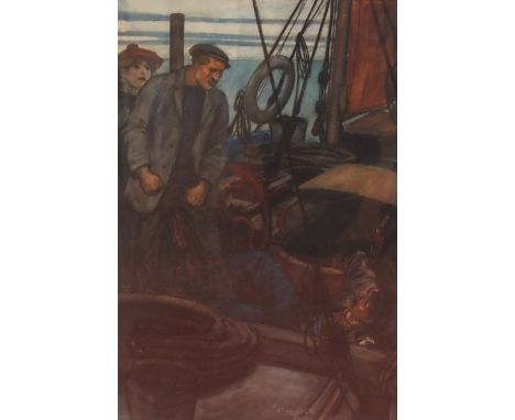 MAURICE WILLIAM GREIFFENHAGEN RA (BRITISH 1862-1931) MANY CARGOES Gouache and conte crayon, signed, 41 x 27.5cm (16 x 10 3/4"