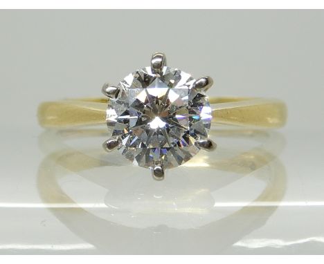 AN 18CT GOLD SIX CLAW SET DIAMOND SOLITAIRE of estimated approx 0.98cts, finger size M, weight 3.6gms Condition Report: I can