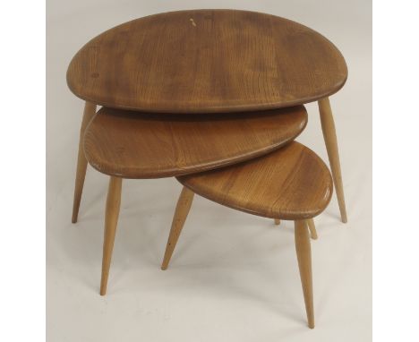 A NEST OF THREE LIGHT ERCOL PEBBLE TABLES 40cm high x 66cm wide x 44cm deep Condition Report: Available upon request