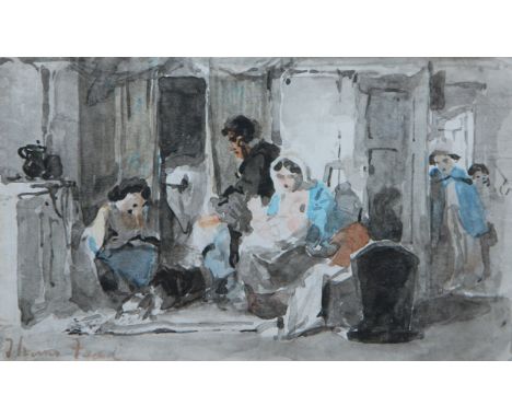 THOMAS FAED RA, HRSA (SCOTTISH 1826-1900) SKETCH FOR 'FROM DAWN TO SUNSET' Watercolour, signed, 8.5 x 14cm (3 1/4 x 5 1/2") T