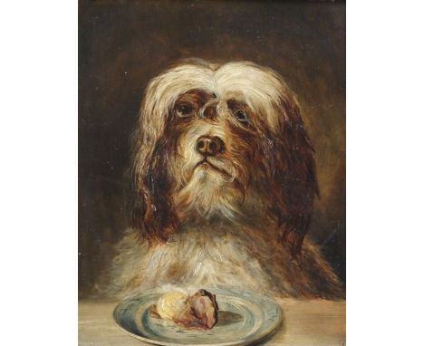 J BARR (SCOTTISH 19TH CENTURY) THE LEFTOVERS Oil on panel board, signed and dated 1882, 30 x 23.5cm (11 3/4 x 9 1/4") Conditi