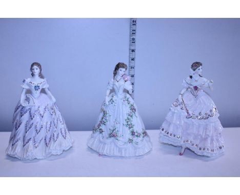 Three Royal Worcester ltd edition lady figures 