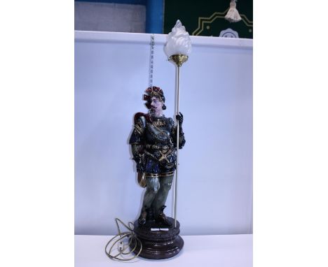 A large fibreglass Spanish Solider table lamp figure, shipping unavailable overall H110cm. Shipping unavailable. 