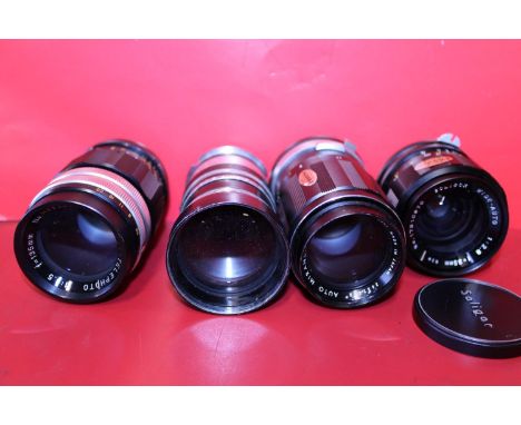 Four assorted camera lenses 