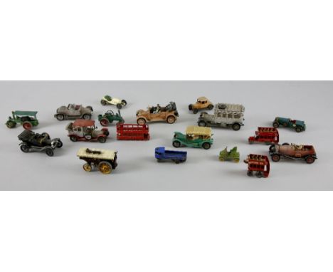 Matchbox models of yesteryear Y1-1 Alcchin, y2-2B type bus, Y4-1 Seninel steam lorry, Y5-2 Bentley, y8-1 Bullnose Morris, Y9-