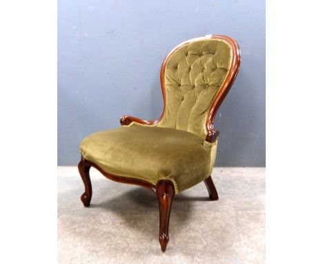 Victorian mahogany button back nursing chair..  