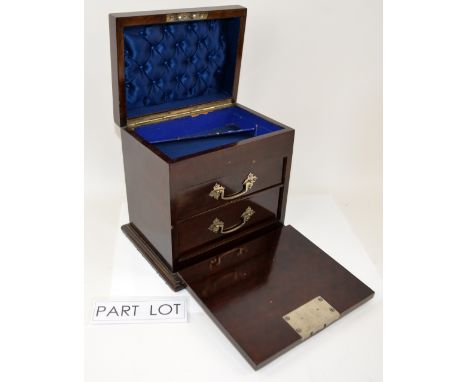 Bamboo trunk, two boxes, and a pewter mug .  