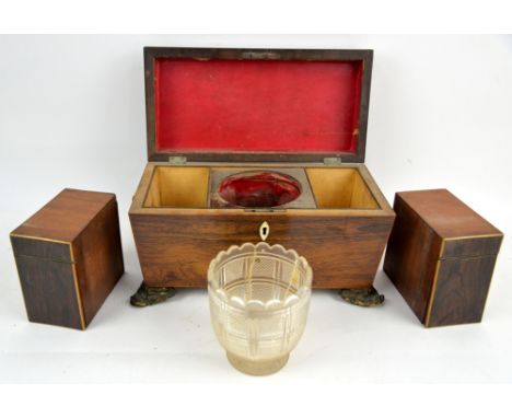 19th century rosewood tea caddy .  
