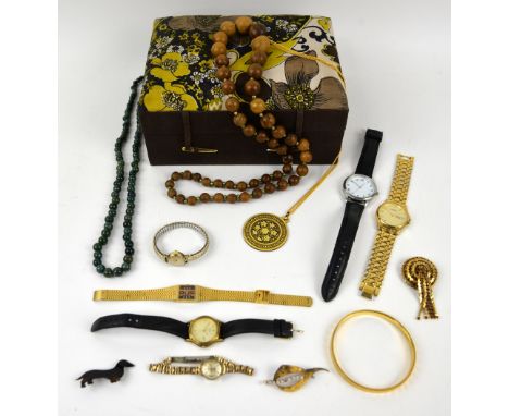 A group of jewellery, coral necklace, Wedgwood brooch, collection of costume jewellery and jewellery boxes .  CONDITION