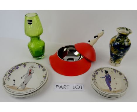 Decorative ceramics to include oval teapot..  