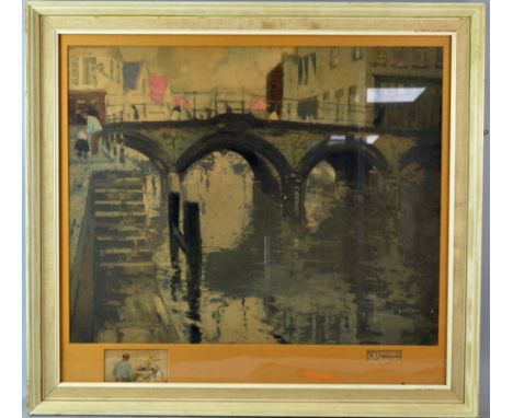 F.J. Luigini (1870-1943), city scene, signed print, 46cm x 56cm and dock scene, signed print, 46cm x 62cm, (2)Provenance: par