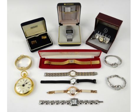 A vintage Montine ladies dress watch with Incabloc mechanical  movement in original box, a Citizen digital databank watch and