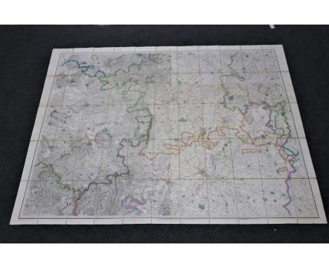 Benjamin Baker (act. circa 1880-1900)/Worcester, Hereford, Gloucester and Monmouth/coloured engraved map in fifty-five linen 