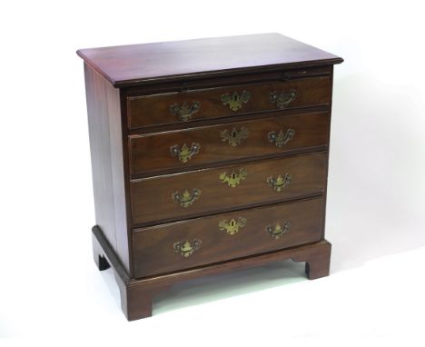 A George III style mahogany chest, fitted a brushing slide above four long drawers on bracket feet, 75cm wide
