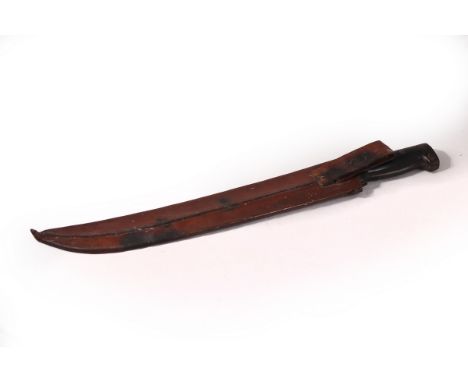 A Collins &amp; Co 'Legitimus' machete in leather scabbard, numbered 13, the blade 42.5cm long