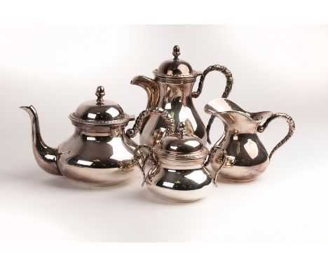 An Italian .800 standard silver four-piece tea and coffee service, marked Calegaro Italy, comprising a coffee pot, teapot, ju