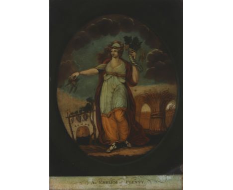 A Georgian reverse print on glass, An Emblem of Plenty, published 1800, 35.25cm x 25cm