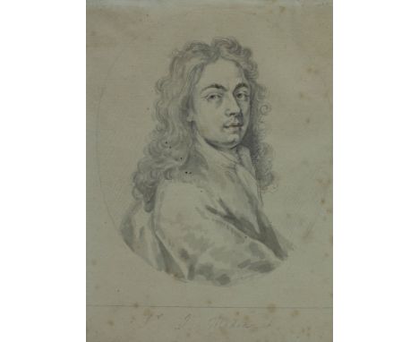 George Vertue (1684-1756)/Portrait of Sir John Medina/half-length, seated right looking forward, wearing a white stock and co