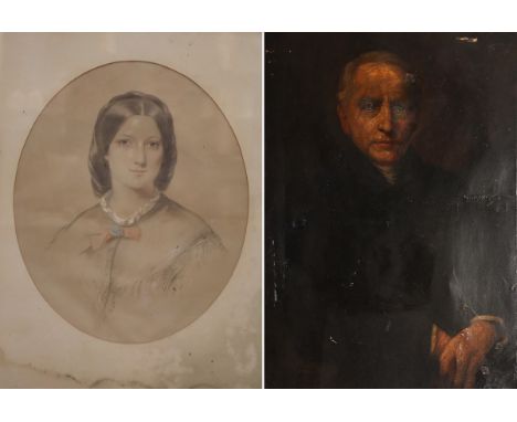Early 19th Century English School/Portrait of a Gentleman/three-quarter length, seated wearing a white stock and black jacket