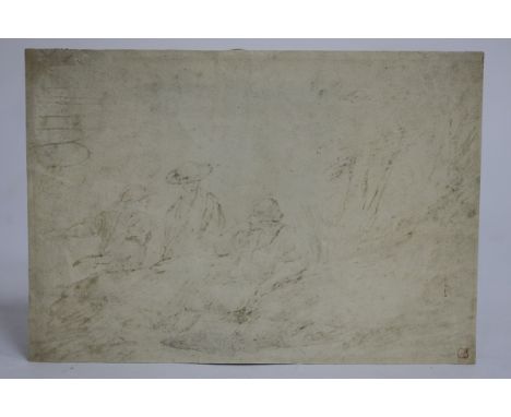18th Century Italian School/Figures Beneath Trees/bears signature verso/old master drawing (faded), 19cm x 27cm