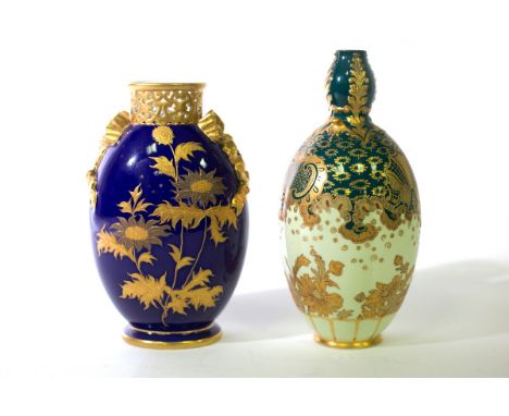 A Royal Crown Derby ovoid vase, 21cm high, and a Grainger's Worcester vase, 19cm high CONDITION REPORT: The RCD vase with res