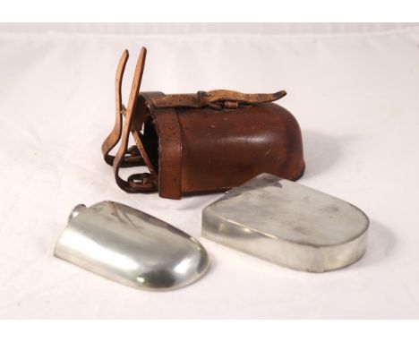 A leather cased sandwich box and hip flask, James Dixon &amp; Sons, Sheffield CONDITION REPORT: The leather cover has totally