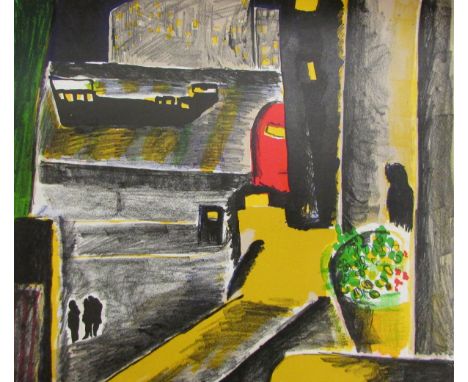 * TESSA NEWCOMB (BORN 1955, BRITISH) 
“Five O’Clock” 
coloured lithograph, signed, dated 76 and numbered 6/9 in pencil to mar