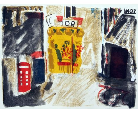 * TESSA NEWCOMB (BORN 1955, BRITISH) 
“Market Corner”
coloured lithograph, signed, dated 76 and numbered 1/10 in pencil to ma
