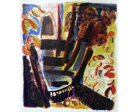 * TESSA NEWCOMB (BORN 1955, BRITISH) 
“Chederston Church”
coloured lithograph, signed, dated 1976 and numbered 4/7 in pencil 