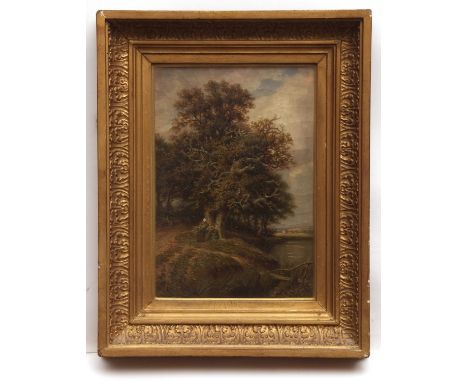 ROBERT BAGGE SCOTT (1849-1925, BRITISH) 
“Two Oaks”
oil on canvas, signed and inscribed with title verso, further inscribed “
