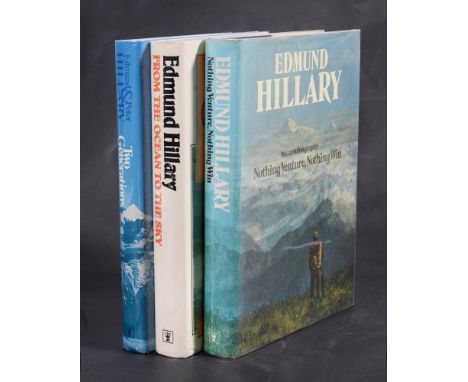 
	
		Ɵ&nbsp;HILLARY, Edmund. &amp; HILLARY. Peter. three SIGNED, first editions. 1975-1984.  comprises:   HILLARY, Edmund. (1