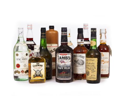 MIXED SPIRITS Consisting of a bottle of Calvados 12YO, 2 litres of Pimm's, a litre of Bacardi, a litre of Bols Gin, a litre J