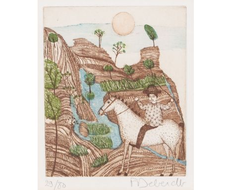 FRANCOISE DEBERDT (b.1934) 'Pancho', colour etching, signed in pencil in the margin and numbered 29/80, 18cm x 14.5cm, with L