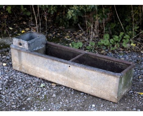 A SMALL GALVANIZED WATER TROUGH OR PLANTER 124cm long x 34cm deep x 37cm high